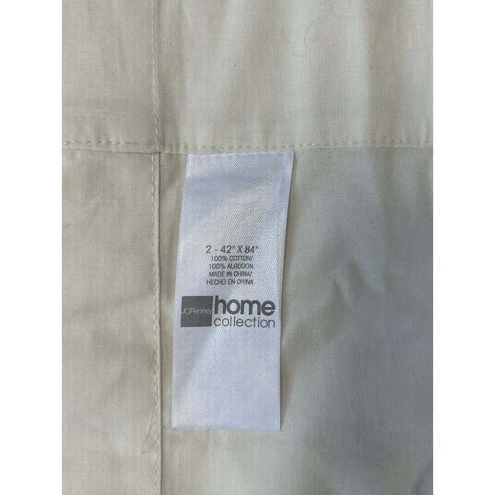 JCPenny Home 100% Cotton Cream & Flower Embroidered Curtains 42 X 84 New, Four